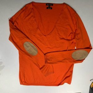 Massimo Dutti silk wool blend reddish orange sweater v neck